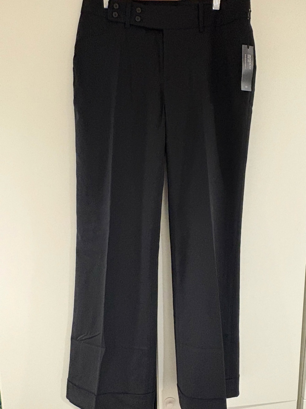 Banana Republic Black Wide-Leg Trousers with Cuffed Hem